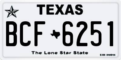 TX license plate BCF6251