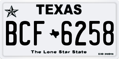 TX license plate BCF6258