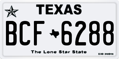 TX license plate BCF6288