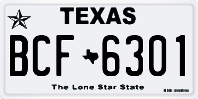 TX license plate BCF6301