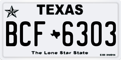 TX license plate BCF6303