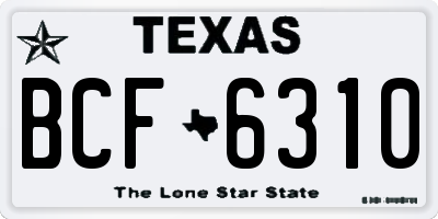 TX license plate BCF6310