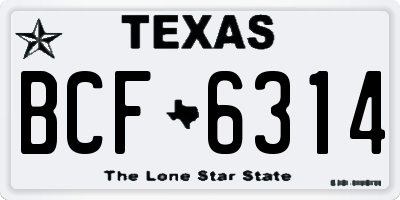 TX license plate BCF6314