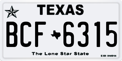 TX license plate BCF6315