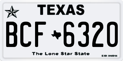 TX license plate BCF6320