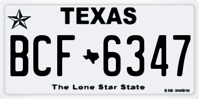 TX license plate BCF6347