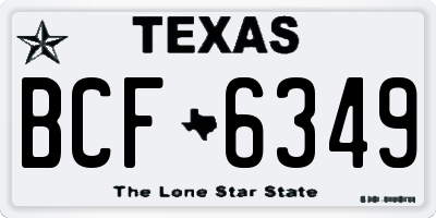 TX license plate BCF6349