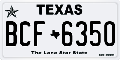 TX license plate BCF6350