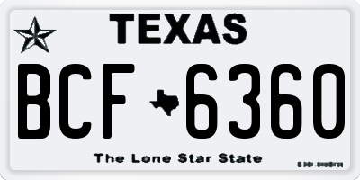 TX license plate BCF6360