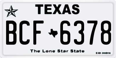 TX license plate BCF6378