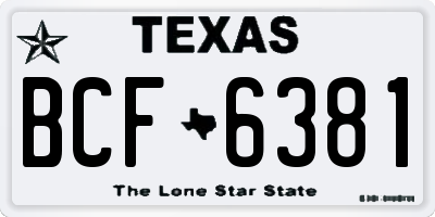 TX license plate BCF6381