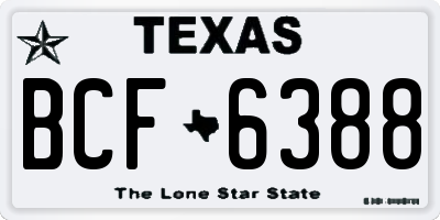 TX license plate BCF6388