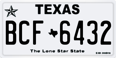 TX license plate BCF6432