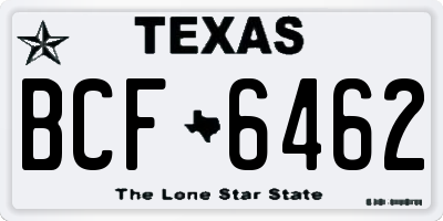 TX license plate BCF6462
