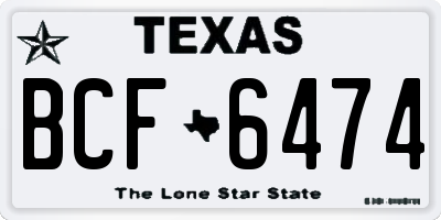TX license plate BCF6474