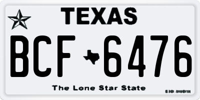 TX license plate BCF6476