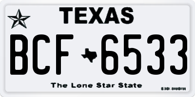TX license plate BCF6533