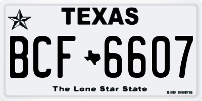 TX license plate BCF6607