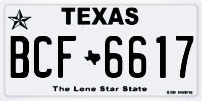 TX license plate BCF6617