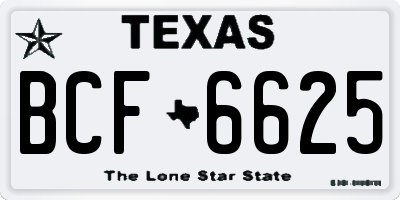 TX license plate BCF6625