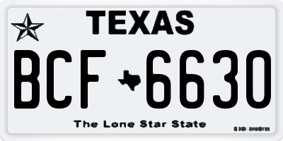 TX license plate BCF6630