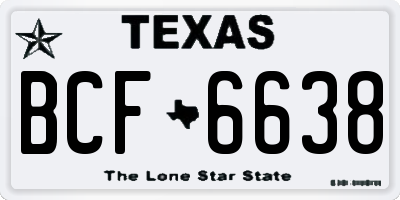 TX license plate BCF6638