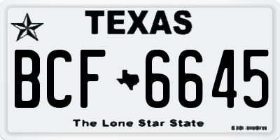 TX license plate BCF6645