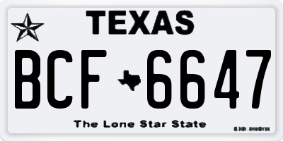 TX license plate BCF6647