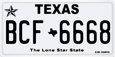 TX license plate BCF6668