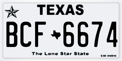 TX license plate BCF6674