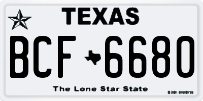 TX license plate BCF6680