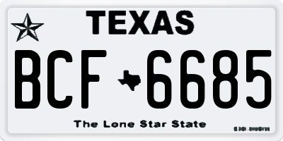 TX license plate BCF6685