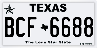 TX license plate BCF6688