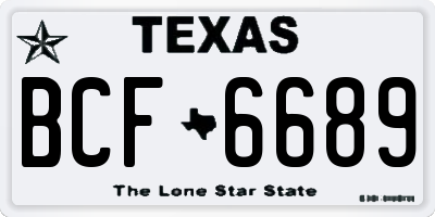 TX license plate BCF6689