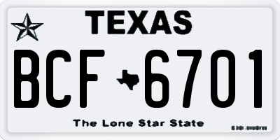 TX license plate BCF6701
