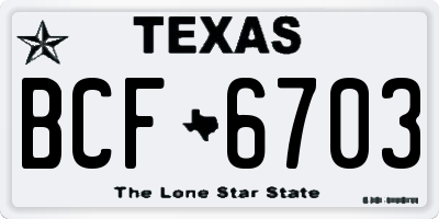 TX license plate BCF6703