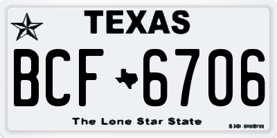 TX license plate BCF6706