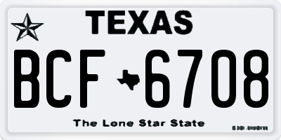 TX license plate BCF6708