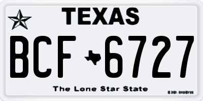 TX license plate BCF6727