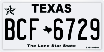 TX license plate BCF6729