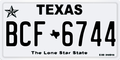 TX license plate BCF6744