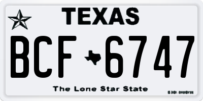 TX license plate BCF6747