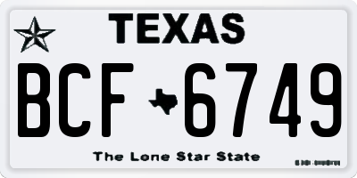 TX license plate BCF6749
