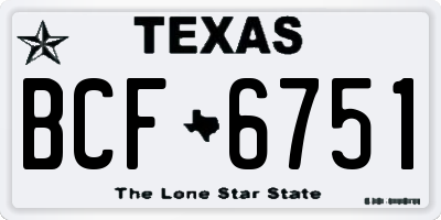 TX license plate BCF6751