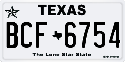 TX license plate BCF6754