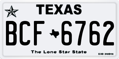TX license plate BCF6762