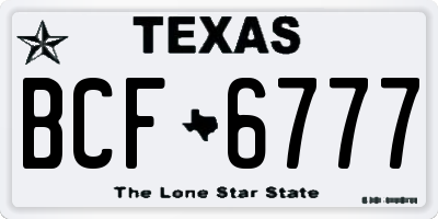 TX license plate BCF6777