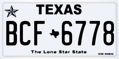 TX license plate BCF6778