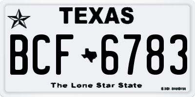 TX license plate BCF6783