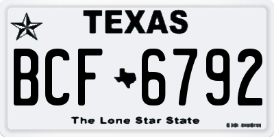 TX license plate BCF6792